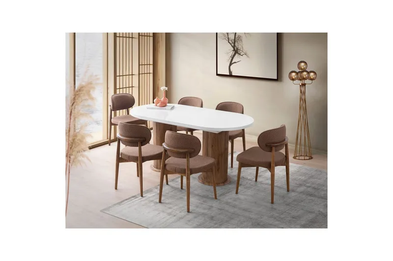 Samtens Spisebord 180 cm Oval - Hvid - Møbler - Borde - Spisebord og køkkenbord