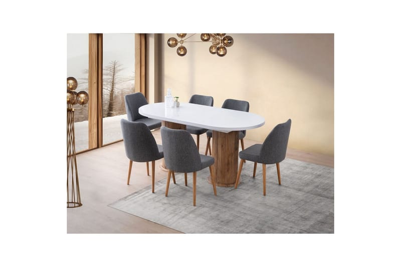 Samtens Spisebord 180 cm Oval - Hvid - Møbler - Borde - Spisebord og køkkenbord