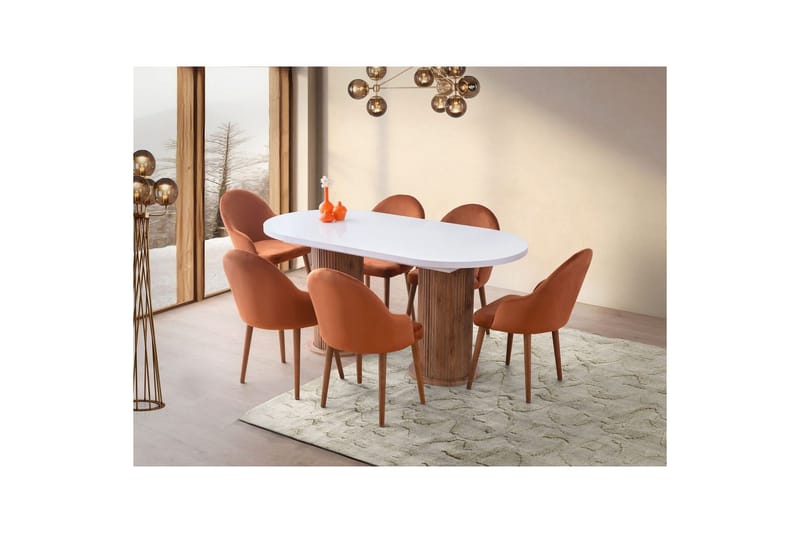 Samtens Spisebord 180 cm Oval - Hvid - Møbler - Borde - Spisebord og køkkenbord