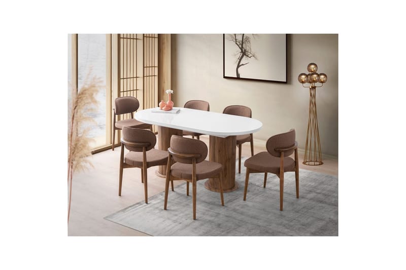 Samtens Spisebord 180 cm Oval - Hvid - Møbler - Borde - Spisebord og køkkenbord