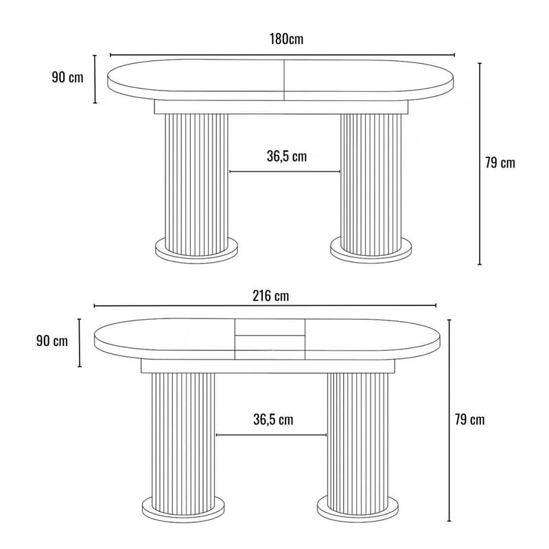 Samtens Spisebord Oval 180 cm - Brun/Taupe - Møbler - Borde - Spisebord og køkkenbord