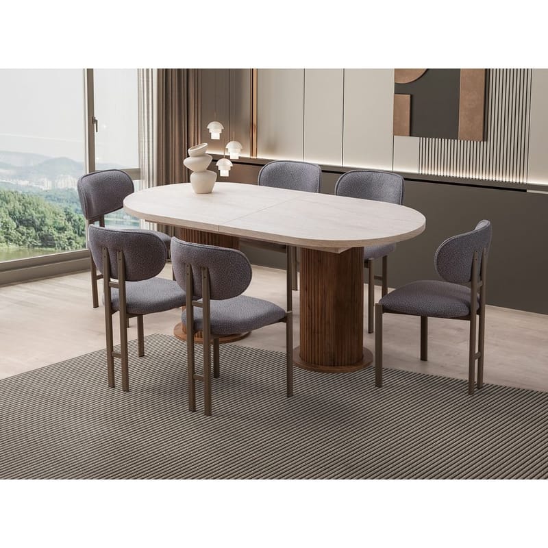 Samtens Spisebord Oval 180 cm - Brun/Taupe - Møbler - Borde - Spisebord og køkkenbord