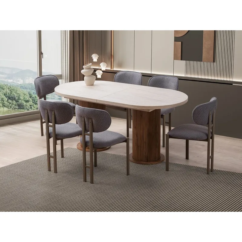 Samtens Spisebord Oval 180 cm - Brun/Taupe - Møbler - Borde - Spisebord og køkkenbord