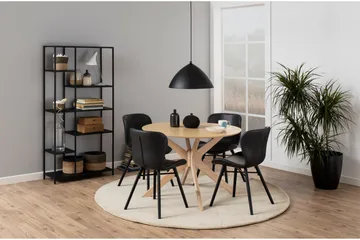 Sanae Rundt Spisebord 105 cm med Træ- og Egetræsudseende - Hvid - Møbler - Borde - Spisebord og køkkenbord