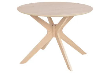 Sanae Rundt Spisebord 105 cm med Træ- og Egetræsudseende - Hvid - Møbler - Borde - Spisebord og køkkenbord