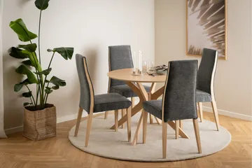 Sanae Rundt Spisebord 105 cm med Træ- og Egetræsudseende - Hvid - Møbler - Borde - Spisebord og køkkenbord