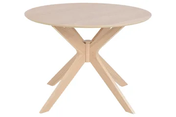 Sanae Rundt Spisebord 105 cm med Træ- og Egetræsudseende - Hvid - Møbler - Borde - Spisebord og køkkenbord
