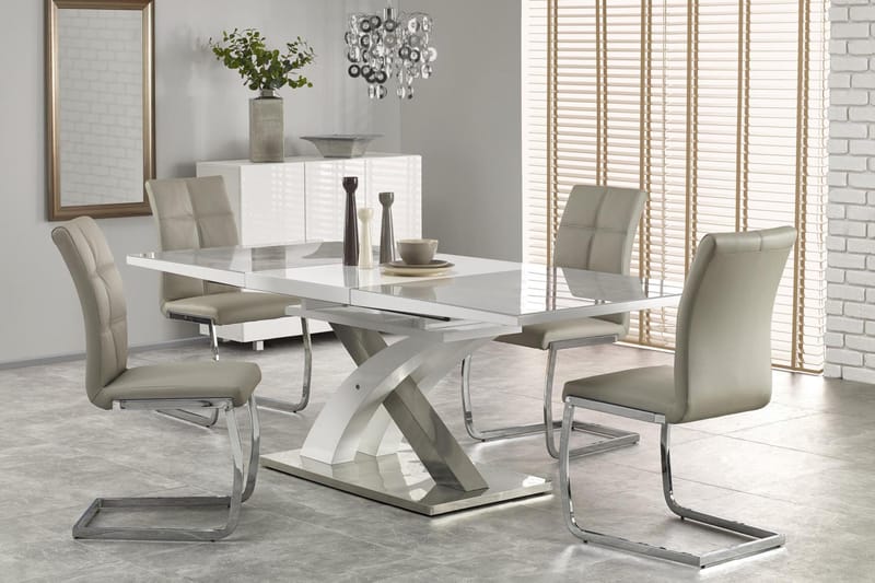 Sandor Udvideligt Spisebord 160 cm - Grå/Hvid - Spisebord og køkkenbord