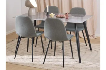 Sanjoan Spisegruppe 140 Cm + 4 Salaman Spisestuestole - Grå/Sort - Møbler - Borde - Spisebordssæt