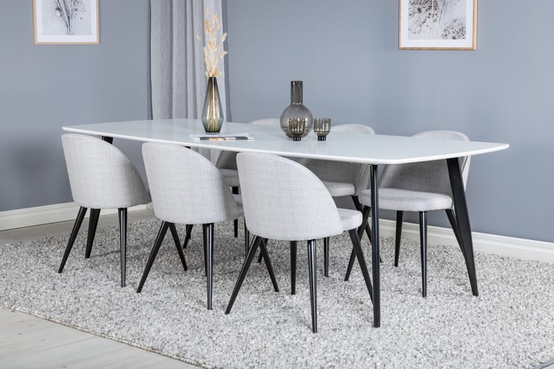 Sedavi Matgruppe 240 cm Rektangulær med 6 Sedavi Stole - Sort - Møbler - Borde - Spisebordssæt