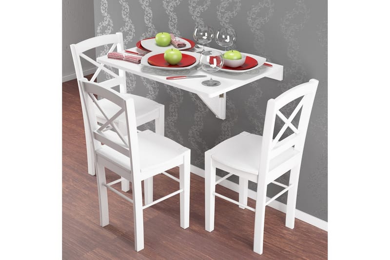 Ranso klapbord 80 cm - hvid - Semmenfoldeligt bord