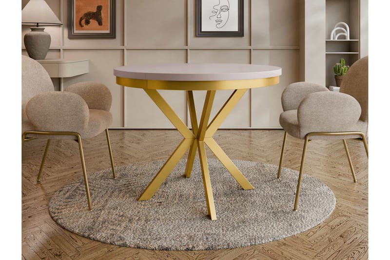 Sereth Matbord 100 cm Rund - Beige/Guld - Møbler - Borde - Spisebord og køkkenbord