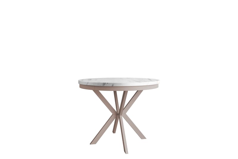 Sereth Matbord 100 cm Rund, Hvid/Beige
