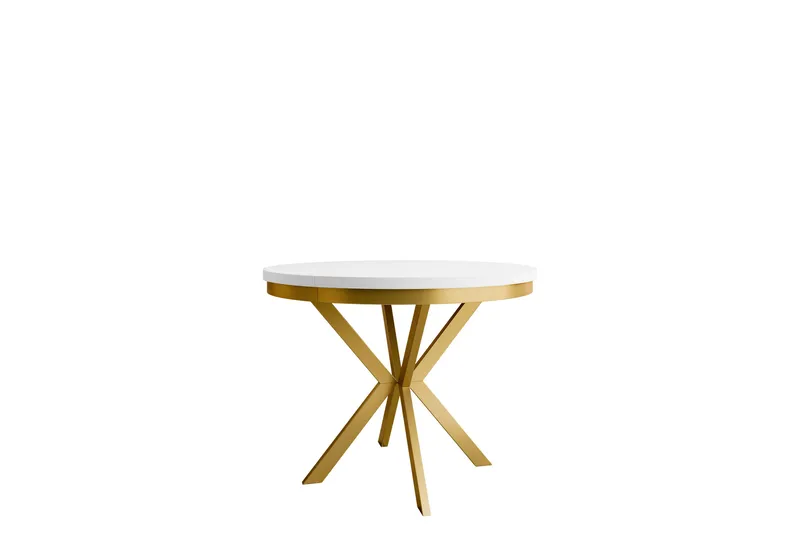 Sereth Matbord 100 cm Rund, Hvid/Guld