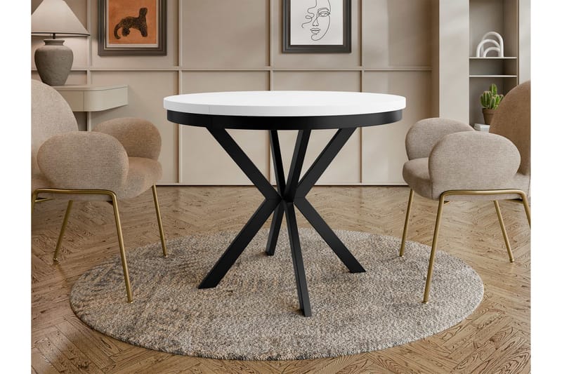 Sereth Matbord 100 cm Rund - Hvid/Sort - Møbler - Borde - Spisebord og køkkenbord