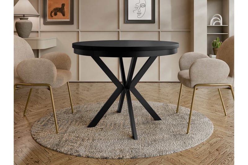 Sereth Matbord 100 cm Rund - Sort - Møbler - Borde - Spisebord og køkkenbord