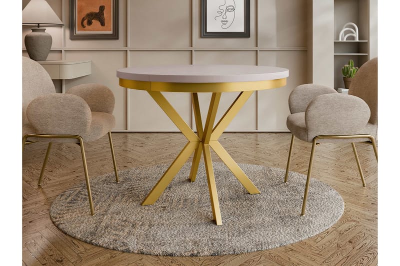 Sereth Matbord 120 cm Rund - Beige/Guld - Møbler - Borde - Spisebord og køkkenbord