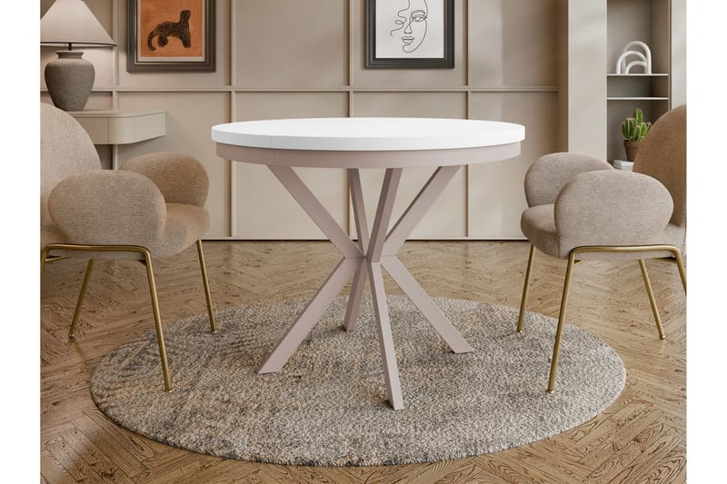 Sereth Matbord 120 cm Rund - Hvid/Beige - Møbler - Borde - Spisebord og køkkenbord