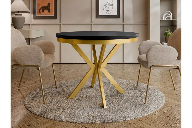 Sereth Matbord 120 cm Rund - Sort/Guld - Møbler - Borde - Spisebord og køkkenbord