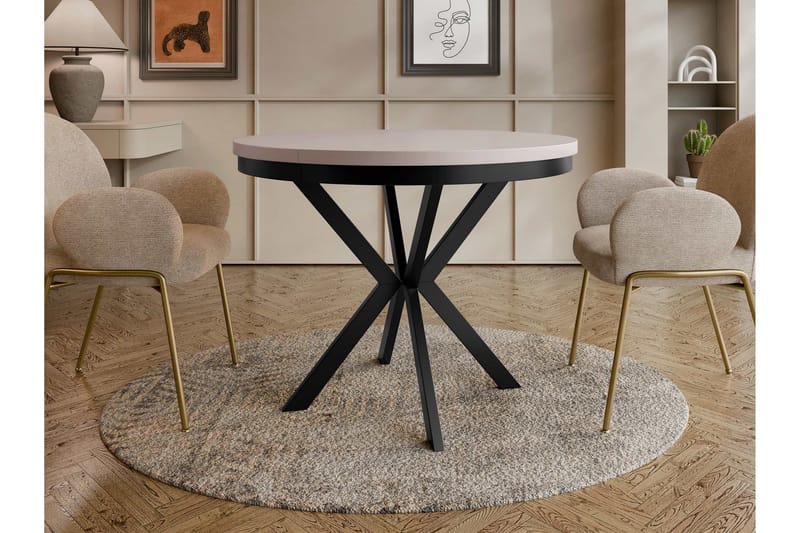 Sereth Matbord 90 cm Rund - Beige/Sort - M øbler - Borde - Spisebord og køkkenbord