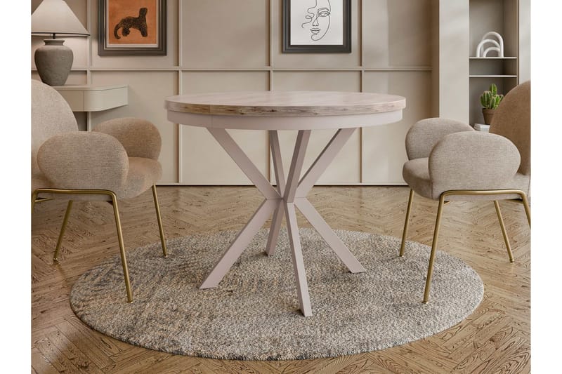 Sereth Matbord 90 cm Rund - Brun/Beige - M øbler - Borde - Spisebord og køkkenbord