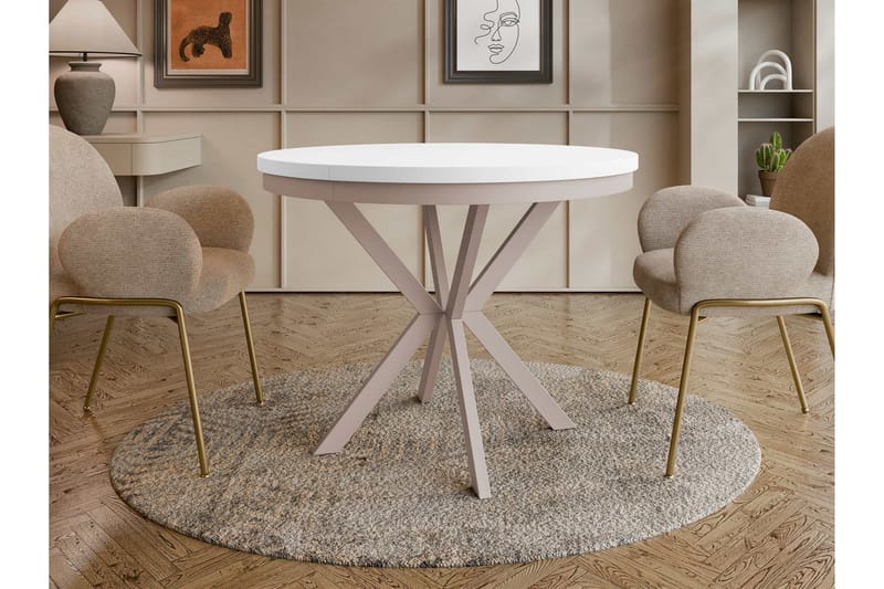 Sereth Matbord 90 cm Rund - Hvid/Beige - Møbler - Borde - Spisebord og køkkenbord