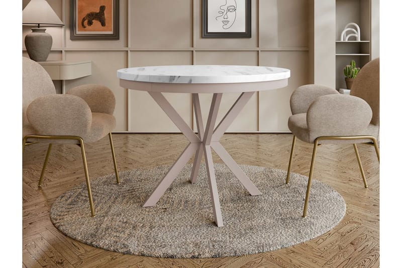 Sereth Matbord 90 cm Rund - Hvid/Beige - Møbler - Borde - Spisebord og køkkenbord