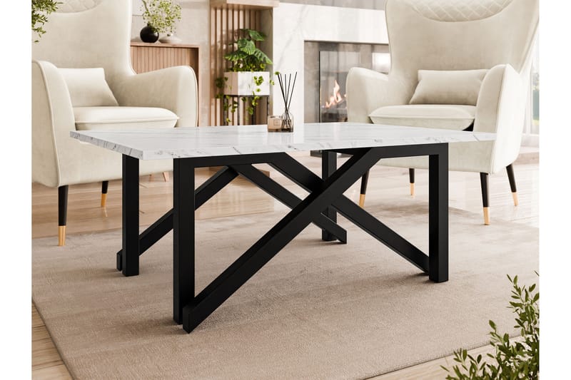 Seyloren Sofabord 100 cm - Hvid/Sort - Møbler - Borde - Sofabord