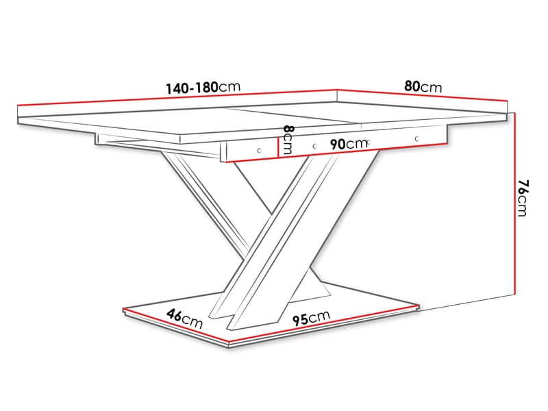 Shea Förlängningsbart Spisebord 140-180 cm Rektangulær - Sort - Møbler - Borde - Spisebord og køkkenbord