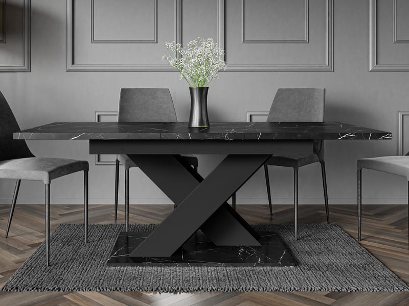 Shea Förlängningsbart Spisebord 140-180 cm Rektangulær - Sort - Møbler - Borde - Spisebord og køkkenbord