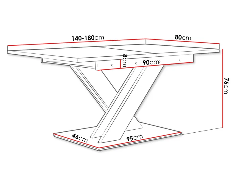 Shea Förlängningsbart Spisebord 140-180 cm Rektangulær - Sort - Møbler - Borde - Spisebord og køkkenbord