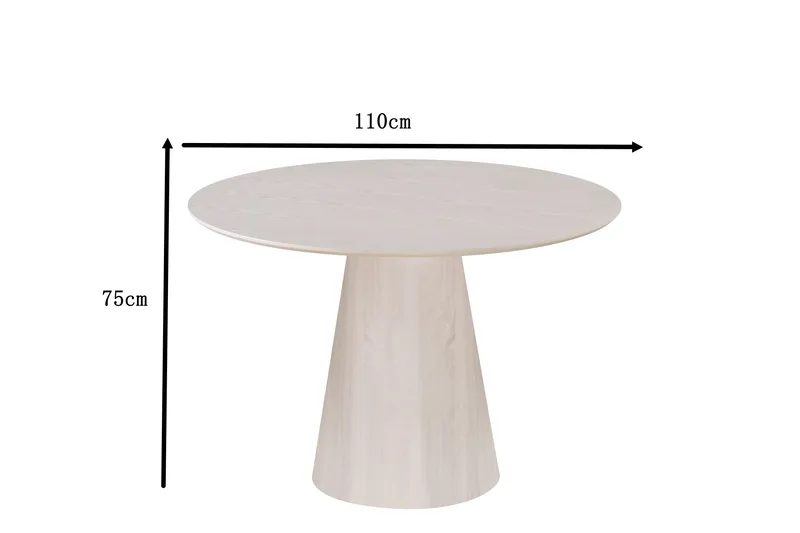 Siena Lille Spisebord Rundt 110 cm Finer - Hvidpigmenteret - Møbler - Borde - Spisebord og køkkenbord