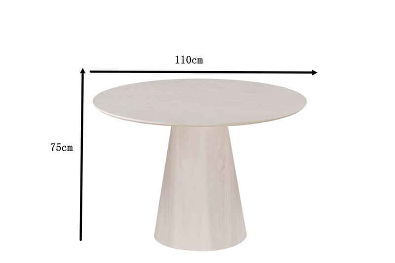 Siena Matbord Runt 110cm Whitewash - Møbler - Borde - Spisebord og køkkenbord