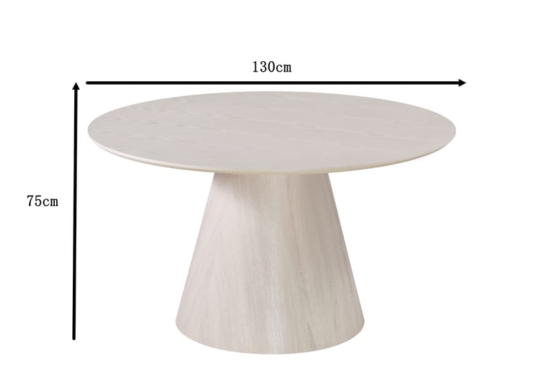 Siena Matbord Runt 130cm Whitewash - Møbler - Borde - Spisebord og køkkenbord