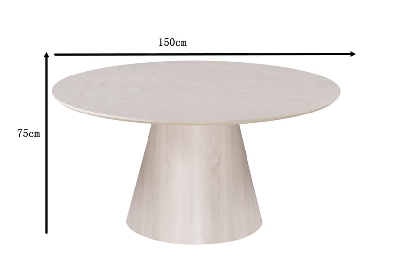 Siena Matbord Runt 150cm Whitewash - Møbler - Borde - Spisebord og køkkenbord