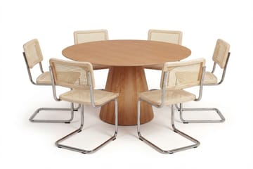Siena Matgruppe rund 130 cm Eg med 6 Build-spisestole - Eg - Møbler - Borde - Spisebordssæt