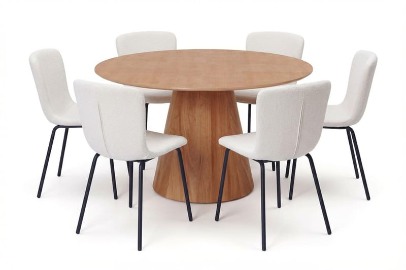 Siena Matgruppe rund 130 cm Eg med 6 Katy-spisestole - Eg - Møbler - Borde - Spisebordssæt
