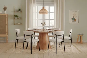 Siena Matgruppe rund 130 cm Eg med 6 Lucy-spisestole - Eg - Møbler - Borde - Spisebordssæt