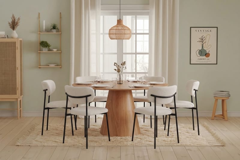 Siena Matgruppe rund 130 cm Eg med 6 Lucy-spisestole - Eg - Møbler - Borde - Spisebordssæt