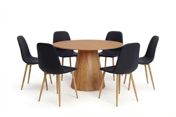 Siena Matgruppe rund 130 cm Eg med 6 Nibe-spisestole