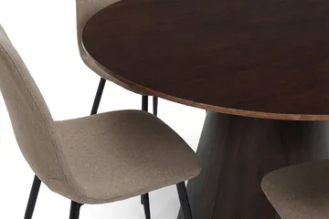 Siena Matgruppe rund 130 cm Røget eg med 6 Nibe-spisestole - Røget eg - Møbler - Borde - Spisebordssæt