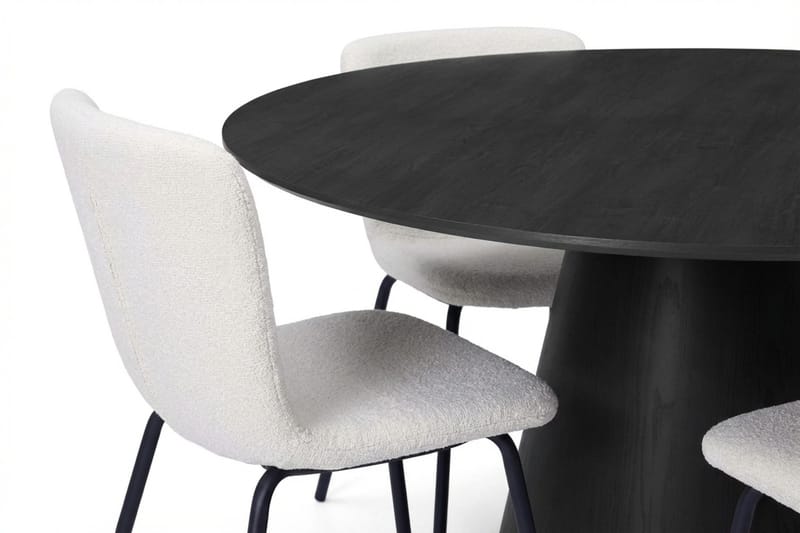 Siena Matgruppe rund 130 cm Sort med 6 Katy-spisestole - Sortbejdset eg - Møbler - Borde - Spisebordssæt