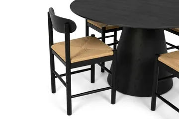 Siena Matgruppe rund 130 cm Sort med 6 Malte Spisestole - Sortbejdset eg - Møbler - Borde - Spisebordssæt