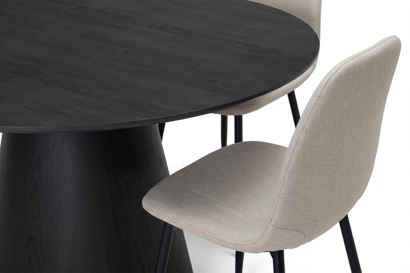 Siena Matgruppe rund 130 cm Sort med 6 Nibe-spisestole - Sort - Møbler - Borde - Spisebordssæt