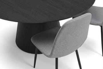 Siena Matgruppe rund 130 cm Sort med 6 Nibe-spisestole - Sort - Møbler - Borde - Spisebordssæt