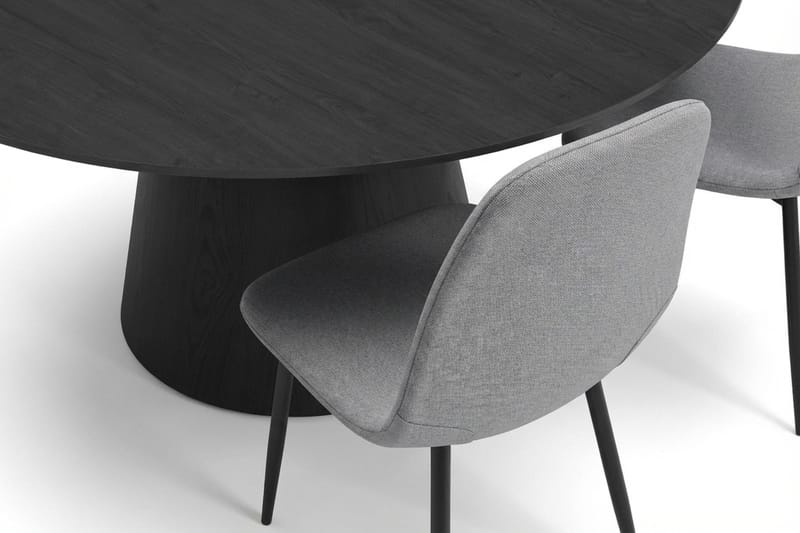 Siena Matgruppe rund 130 cm Sort med 6 Nibe-spisestole - Sort - Møbler - Borde - Spisebordssæt