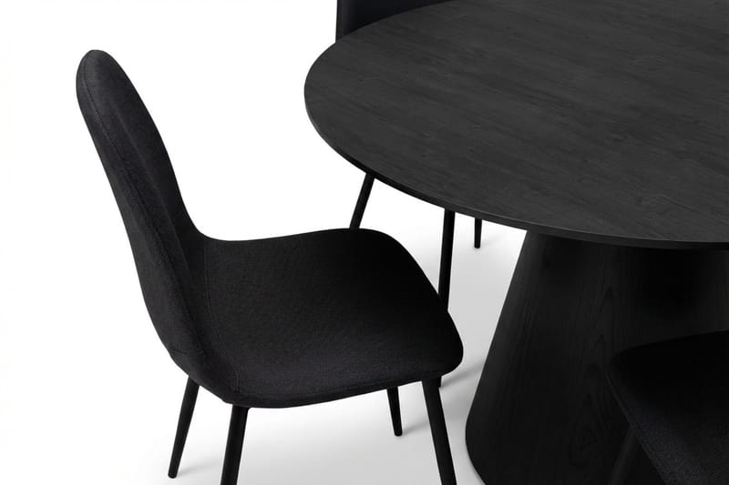 Siena Matgruppe rund 130 cm Sort med 6 Nibe-spisestole - Sort - Møbler - Borde - Spisebordssæt