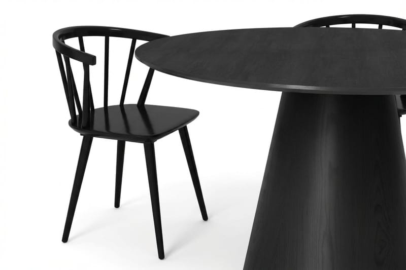 Siena Matgruppe rund 130 cm Sort med 6 Tyrö-spisestole - Sort - Møbler - Borde - Spisebordssæt