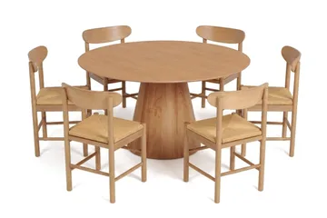 Siena Matgruppe rund 150 cm Eg med 6 Malte Spisestole - Eg - Møbler - Borde - Spisebordssæt