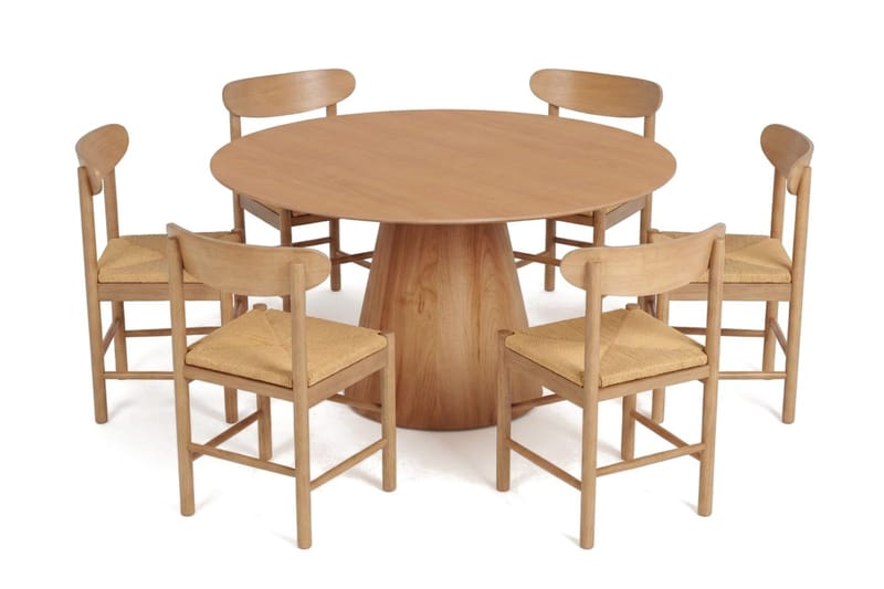 Siena Matgruppe rund 150 cm Eg med 6 Malte Spisestole - Eg - Møbler - Borde - Spisebordssæt